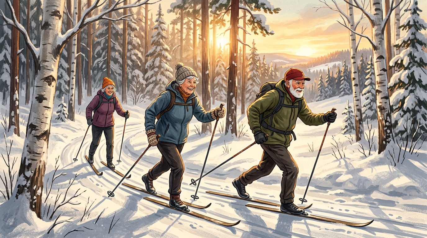 Elderly Swedish cross-country skiers