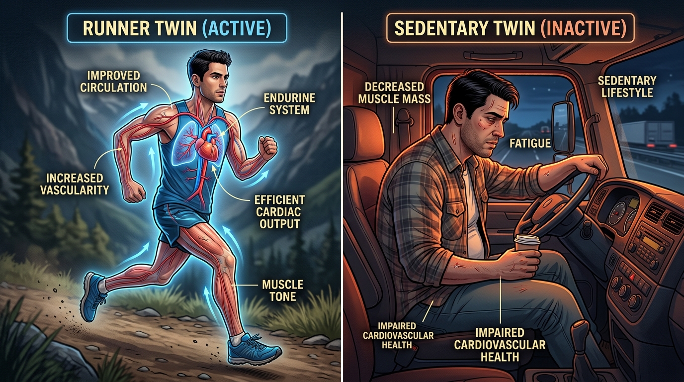 Identical twins — runner vs sedentary